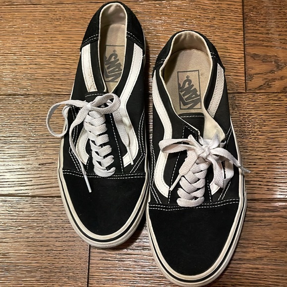 Slip on sneaker van (wade style) black and white with laces - Picture 1 of 4